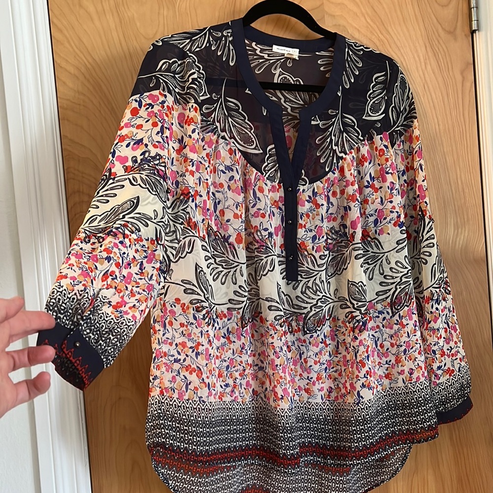 Meadow Rue Anthropologie Boho Printed Floral Paisley Blouse small